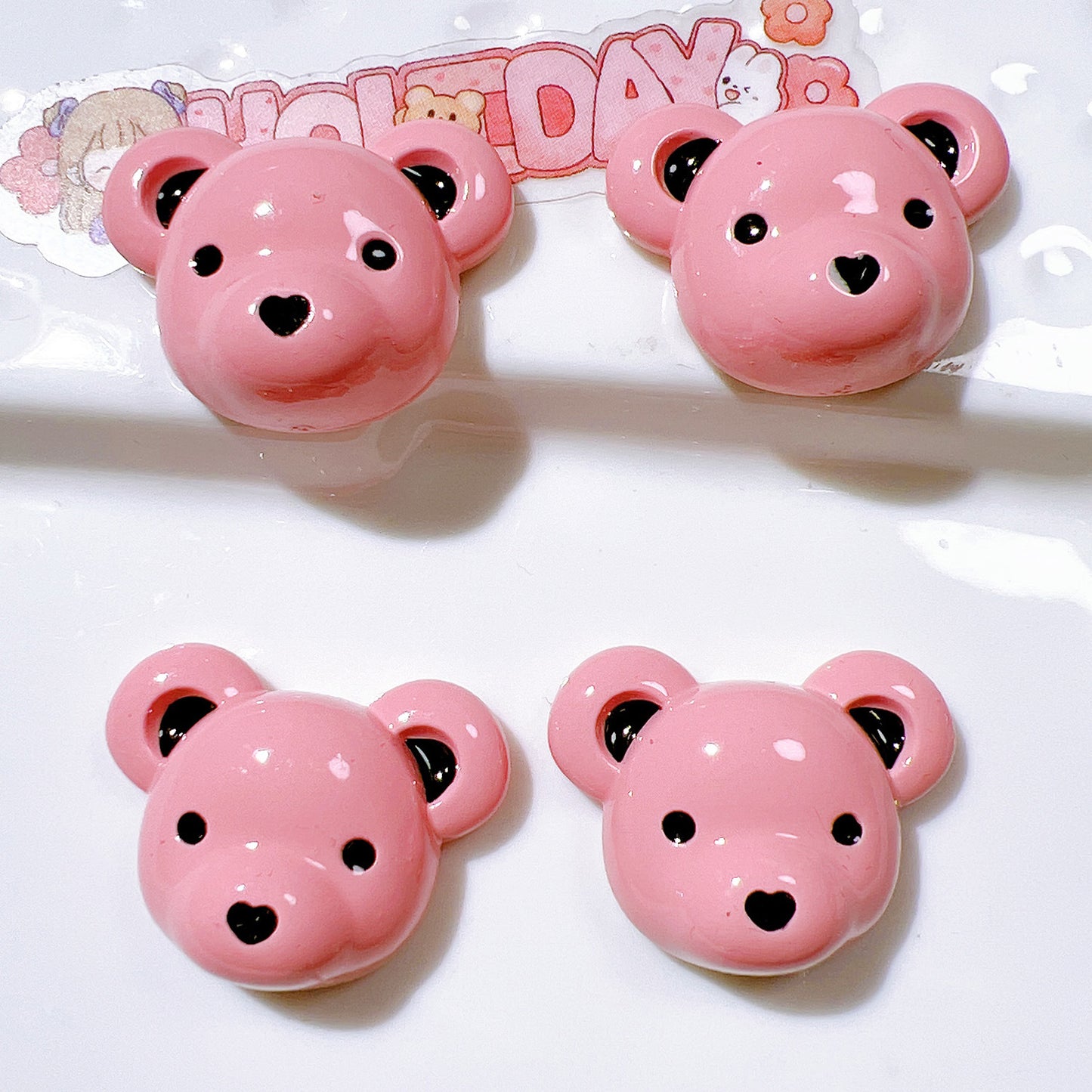 （5pic for1bag）Cutie bear head diy resin charms （pack offline）