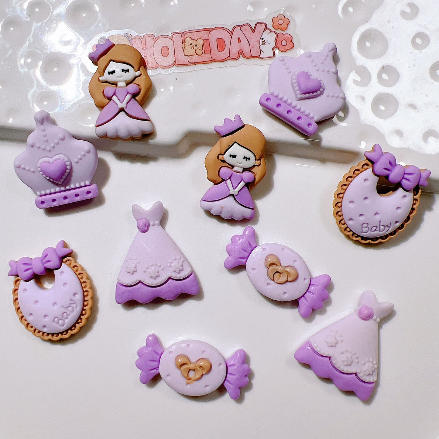 (5pic for 1 Bag) Cute Purple Princess Crown DIY Resin Charms (Pack Offline)